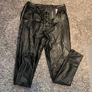 Pretty little thing faux-leather tie up pants